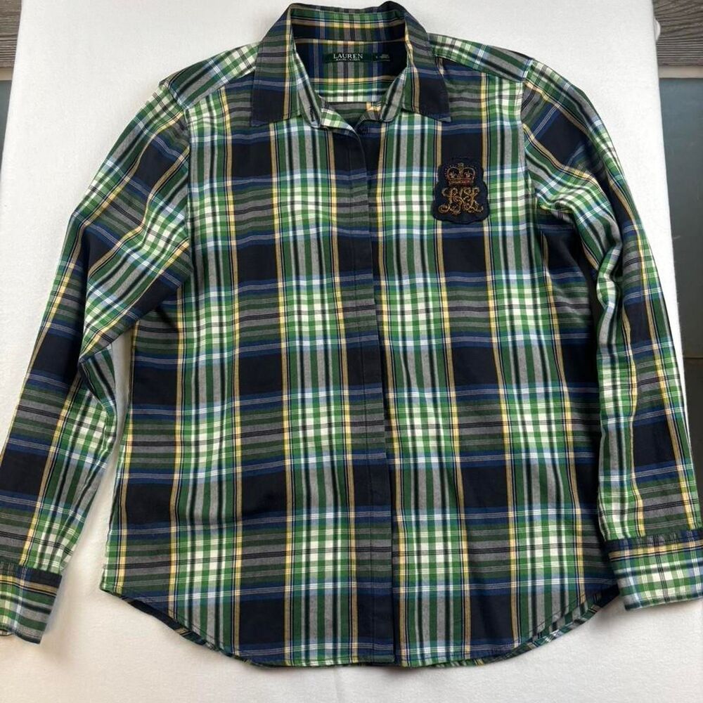 Ralph Lauren Green and Blue Plaid Button Down Shirt
